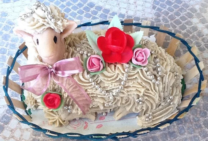 Decorated Sicilian almond and pistachio lamb from Favara