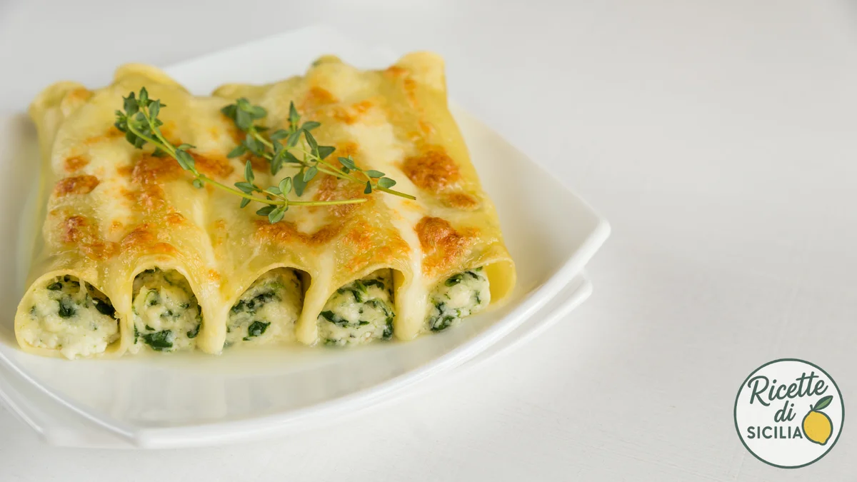 Baked Sicilian-style ricotta and spinach cannelloni