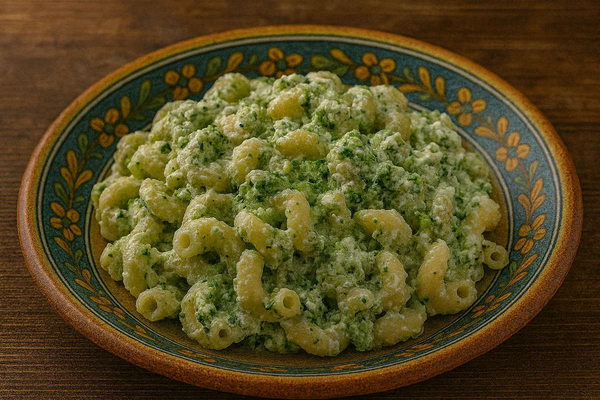 Plate of Sicilian broccoli and ricotta pasta