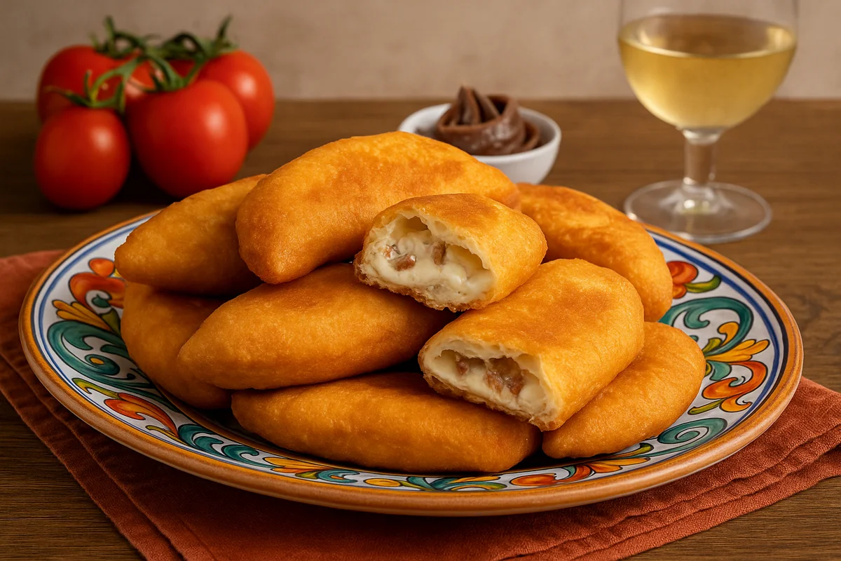 Pizze imbottite con tuma dorate e fragranti