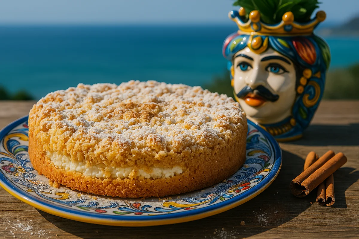 Sbriciolata di ricotta con zucchero a velo e profumo di cannella